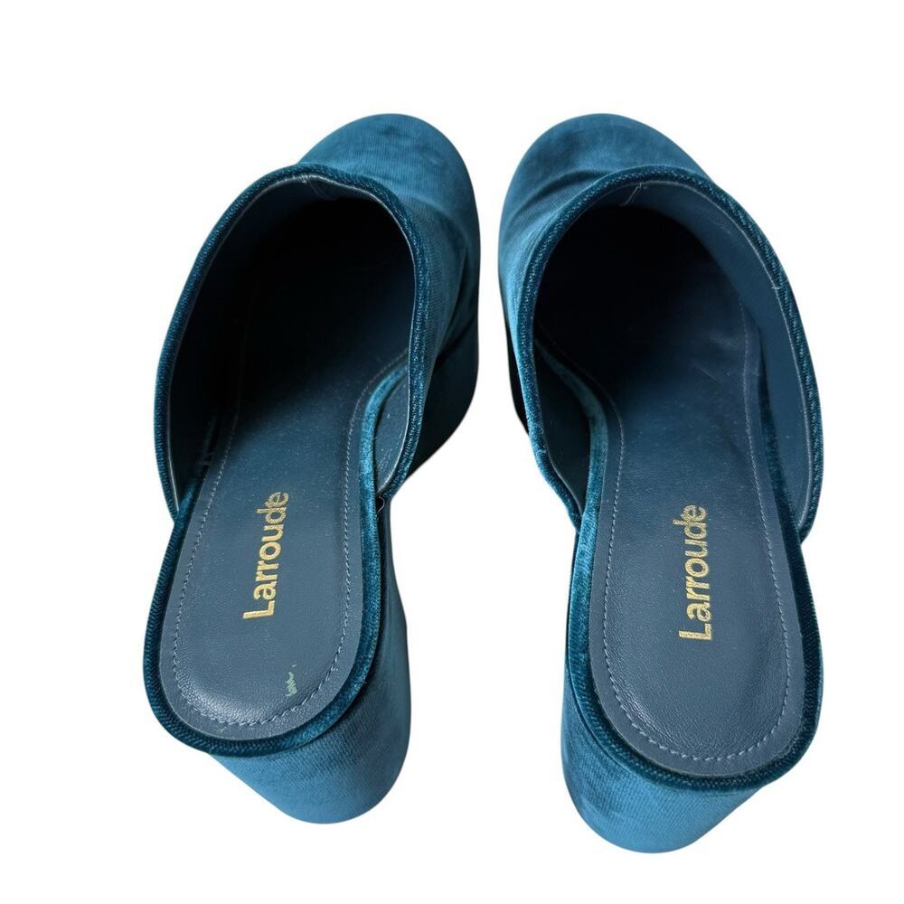 Larroude Shoes Womens 6.5 Green Miso Velvet Clog Heels Platform Retro Glam - Picture 7 of 10
